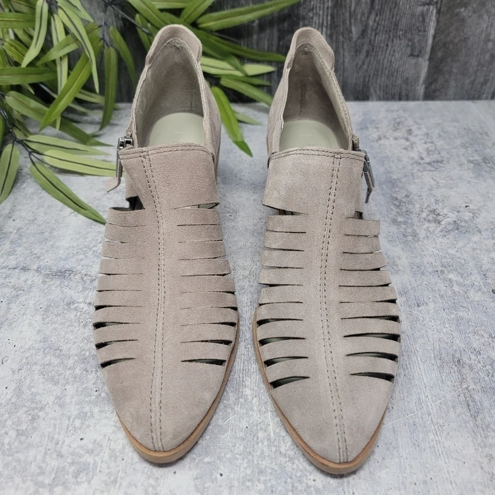 1.State | Taupe Leather Cutout Ankle Booties Size 9